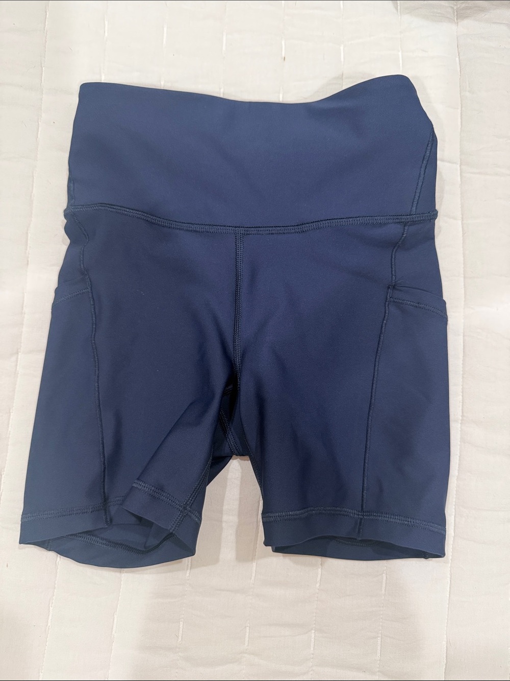 Athleta Navy High-Rise Bike Shorts
